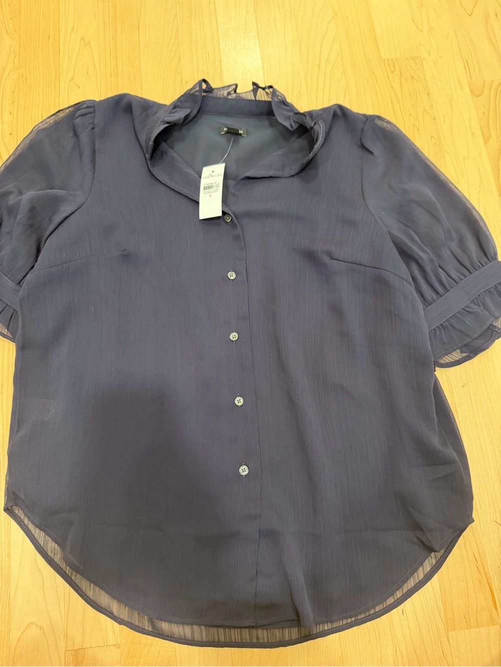Ann Taylor Dark Navy Button-Down Shirt